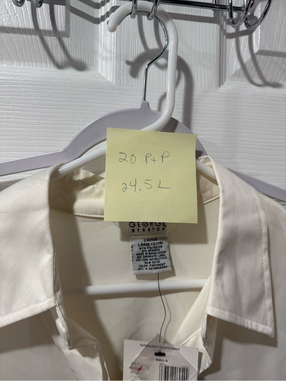 George Ivory Stretch Satin Button-Up Top - Picture 9 of 10